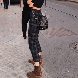 Brandy Melville Green John Galt Plaid Jane Pants